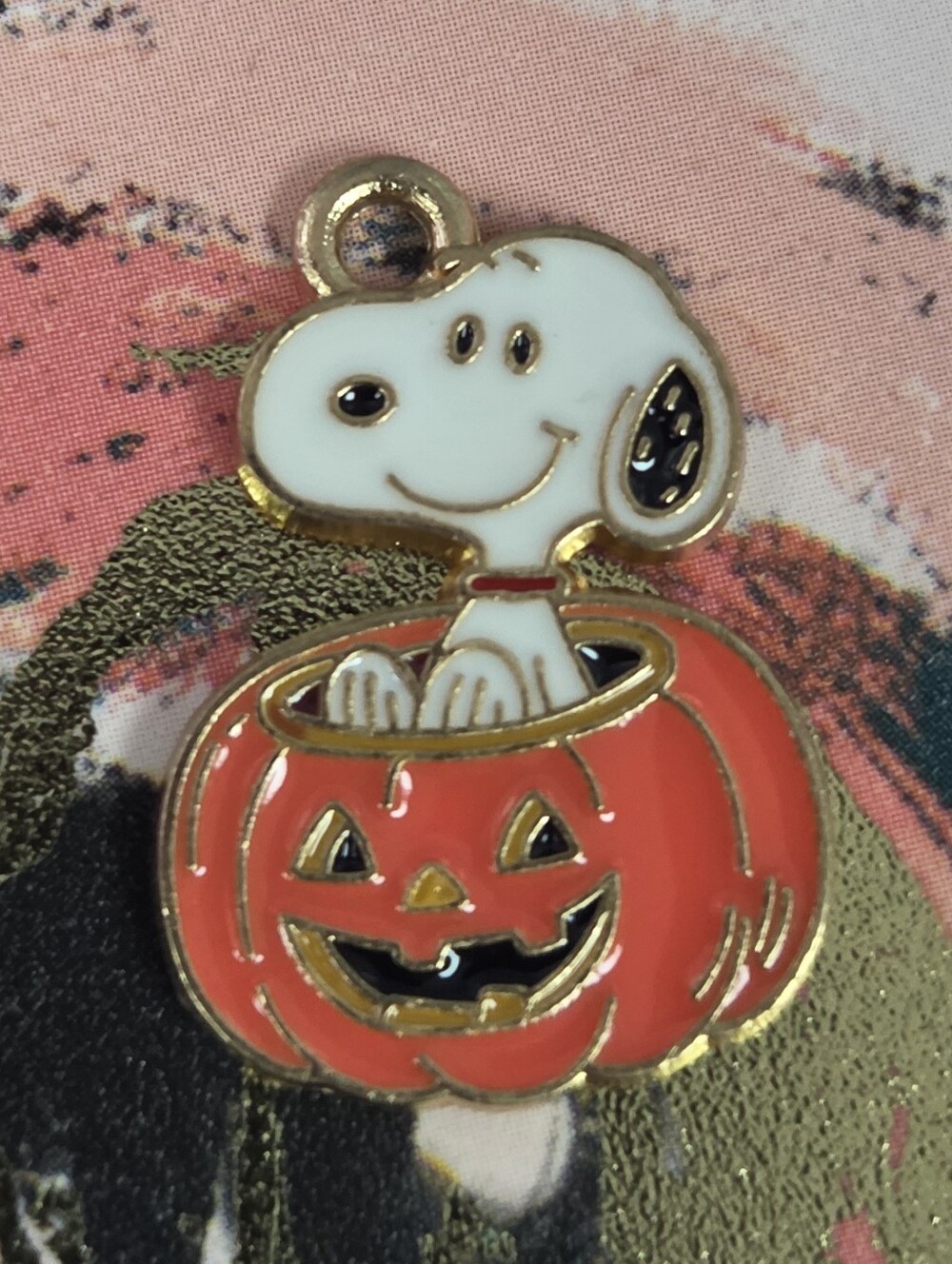 Snoopy Pumpkin Charm - Orange & White Halloween Pendant